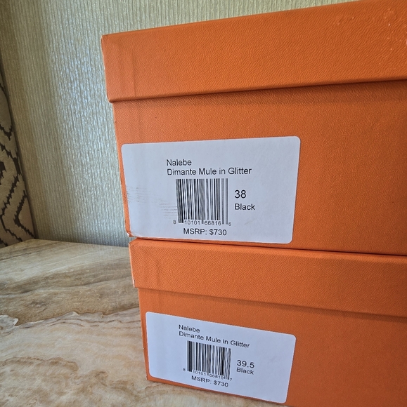 Nalebe Dimante Mule Heel Sandals Glitter Black Nalebe Mules MSRP $730 - Picture 5 of 17
